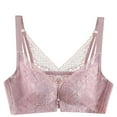 thumbnail image 1 of JGGSPWM Women Front Button Bra Front-Open Ultra-Thin Lined Bra Push-Up Wire-Free Lace Bra Purple XL, 1 of 9