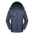 thumbnail image 1 of JGGSPWM Women Full Zip High Neck Long Sleeve Coat Plus Size Windproof Jacket Patchwork Fleece Lined Raincoat Snowboard Warm Windbreaker Navy XXL, 1 of 7