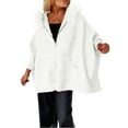thumbnail image 1 of JGGSPWM Women Furry Collar Solid Color Casual Jacket, Women's Fall Batwing Sleeve Full Zip Up Hooded Jacket Coat with Pockets White L, 1 of 8