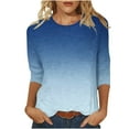 thumbnail image 1 of JGGSPWM Women Gradient Blouse Cozy Cotton Tops Trendsetting Tshirts 3/4 Sleeve Shirts Crewneck Tees Soft Comfy Tunic Light Blue M, 1 of 5