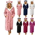 thumbnail image 1 of JGGSPWM Women Hooded Fleece Robe, Long Sleeve Plush Robes for Womens With Hood Soft Autumn and Winter Warm Spa Bathrobe Pink L, 1 of 7