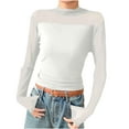 thumbnail image 1 of JGGSPWM Women Long Sleeve Sheer Mesh Bodysuit Mock Turtle Neck Trendy Ruched Going Out Bottoming Tops White L, 1 of 5