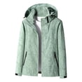 thumbnail image 1 of JGGSPWM Women Plus Size Lightweight Jacket Hiking Waterproof Windbreaker Drawstring Full Zip Long Sleeve Coat Boho Leaf Print Raincoat Green L, 1 of 5