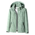 thumbnail image 1 of JGGSPWM Women Plus Size Lightweight Jacket Hiking Waterproof Windbreaker Drawstring Full Zip Long Sleeve Coat Boho Leaf Print Raincoat Green XL, 1 of 5