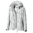 thumbnail image 1 of JGGSPWM Women Plus Size Lightweight Jacket Hiking Waterproof Windbreaker Drawstring Full Zip Long Sleeve Coat Boho Leaf Print Raincoat White L, 1 of 5