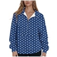 thumbnail image 1 of JGGSPWM Women Polka Dot Hoodie Half Zip Long Sleeve Oversized Fleece Hooded Sweatshirt Graphic Print Loose Fall Winter Outfit Blue XL, 1 of 5