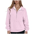 thumbnail image 1 of JGGSPWM Women Polka Dot Hoodie Half Zip Long Sleeve Oversized Fleece Hooded Sweatshirt Graphic Print Loose Fall Winter Outfit Pink M, 1 of 5