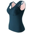 thumbnail image 1 of JGGSPWM Women Ribbed Lace Thermal Vest Warm Fleece Lined Cami Top Winter Undershirt Patchwork Cami Warm Underwear Tops Petite Blue US 8, 1 of 2