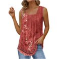 thumbnail image 1 of JGGSPWM Women Sleeveless Tank Tops Casual Summer Tshirts Flattering Tunic Vintage Floral Shirts Cute Tees Square Neck Camisole Red XL, 1 of 5