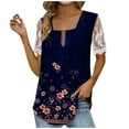 thumbnail image 1 of JGGSPWM Women Sleeveless Tank Tops Vintage Floral Shirts Going Out Tunic Slouchy Tshirts Dressy Casual Tees Square Neck Camisole Navy XL, 1 of 5