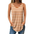 thumbnail image 1 of JGGSPWM Women Summer Casual Striped Sleeveless V Neck Loose Fit Color Block Tank Tops Orange 2XL, 1 of 5