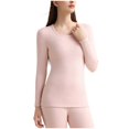 thumbnail image 1 of JGGSPWM Women Thickened High Elastic Warm Round Neck Base Top Long Sleeve Shirt Undershirt Ultra Soft Base Layer Tops for Women Pink S, 1 of 4