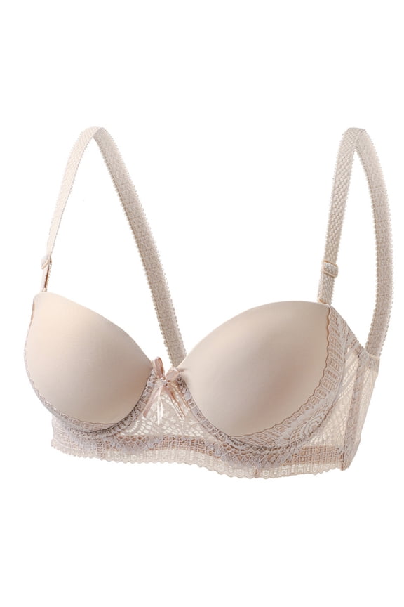 Women Underwire Bra Simple Style Soft Fabric Lace Trim Adjustable Support Thin Bras Comfortable Lingerie for Daily Wear Yellow 40