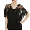 thumbnail image 1 of JGGSPWM Women Vintage Shirts Sequins Phoenix Tassel Cloak Floral Lace Embroidery Mesh Fringe Blouse Flowy Hem Tunic Tops Black One Size, 1 of 5