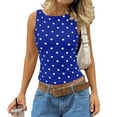 thumbnail image 1 of JGGSPWM Women Y2k Polka Dot Tank Top Sleeveless Crewneck Slim Fit Crop Top Cute Dots Print Vest Shirts Going Out Tops Blue XXL, 1 of 3