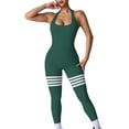 thumbnail image 1 of JGGSPWM Women Yoga Jumpsuits Ribbed Halter Neck Backless One-piece Shapewear Sleeveless Gym Push Up Workout Fitness Tracksuit Green S, 1 of 5