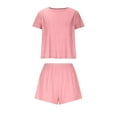 thumbnail image 1 of JGGSPWM Women's 2 Piece Pajama Sets Short Sleeve Lounge Sets Soft Round Neck Top and Shorts Sleepwear Pink S, 1 of 9