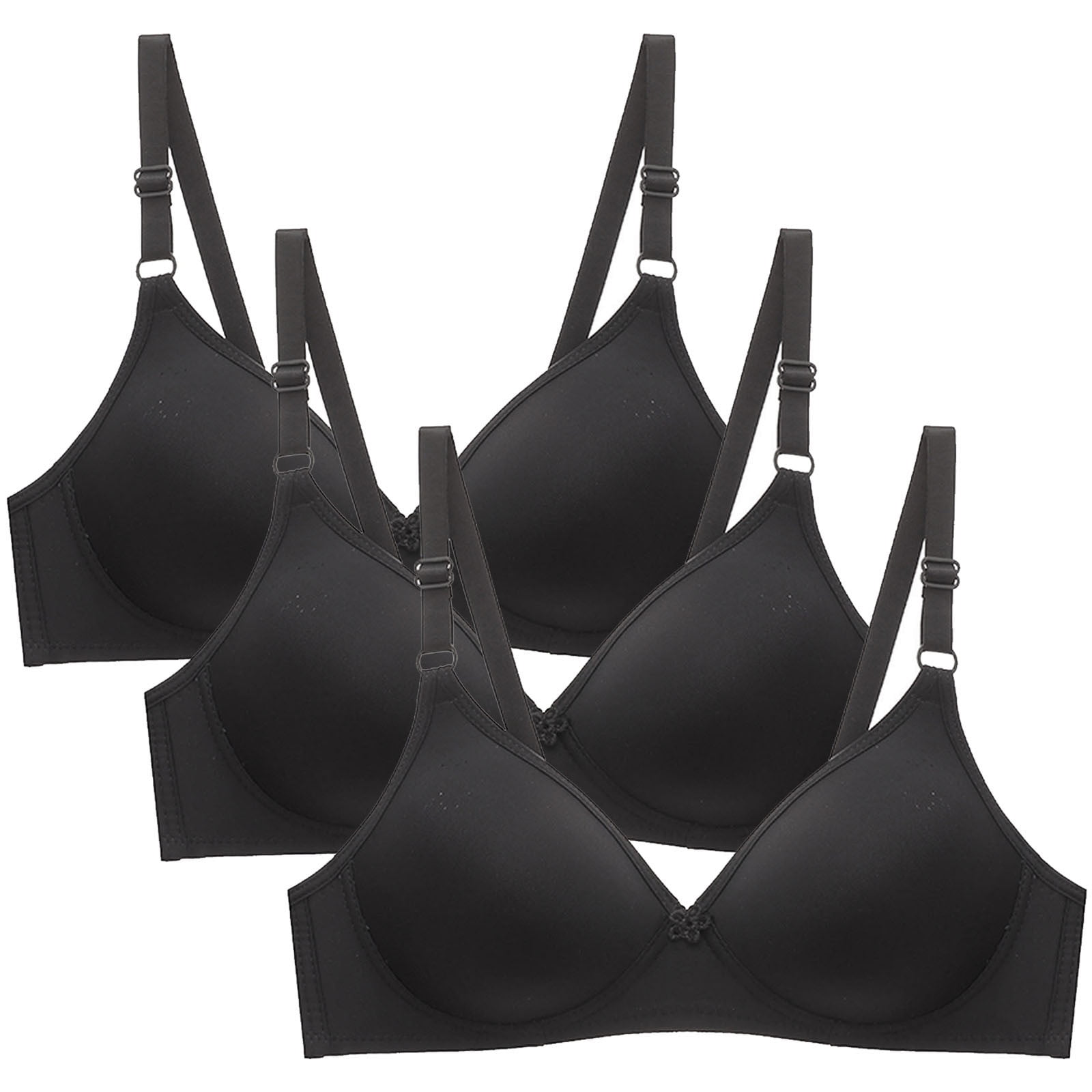 JGGSPWM Women's 3PC Small Cup Non-Wired Bra Set with Double Row Hook ...