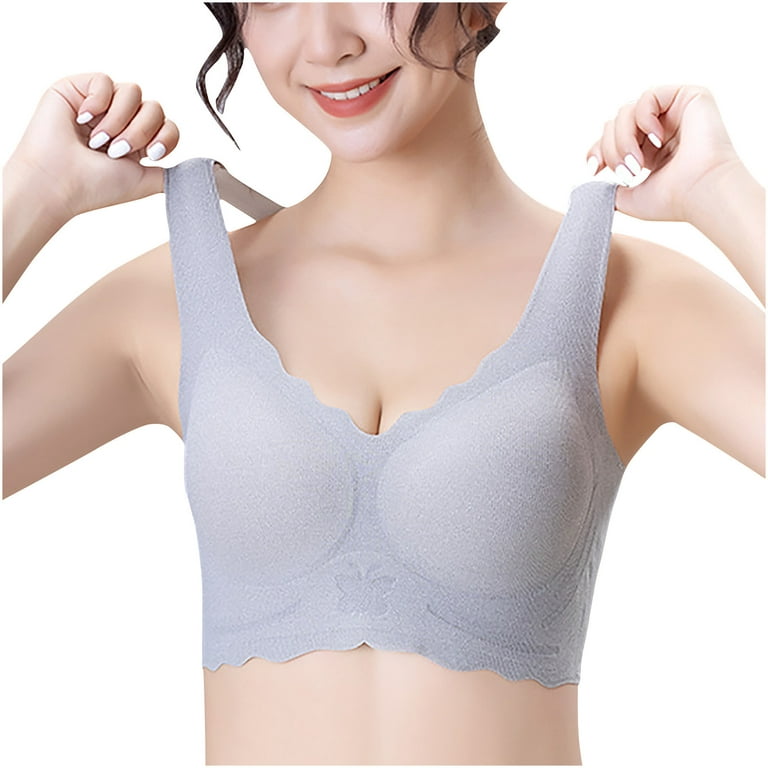 JGGSPWM Women's Bra Underwear Removable Shoulder Strap Daily Comfort Bra  Underwear Gray XL