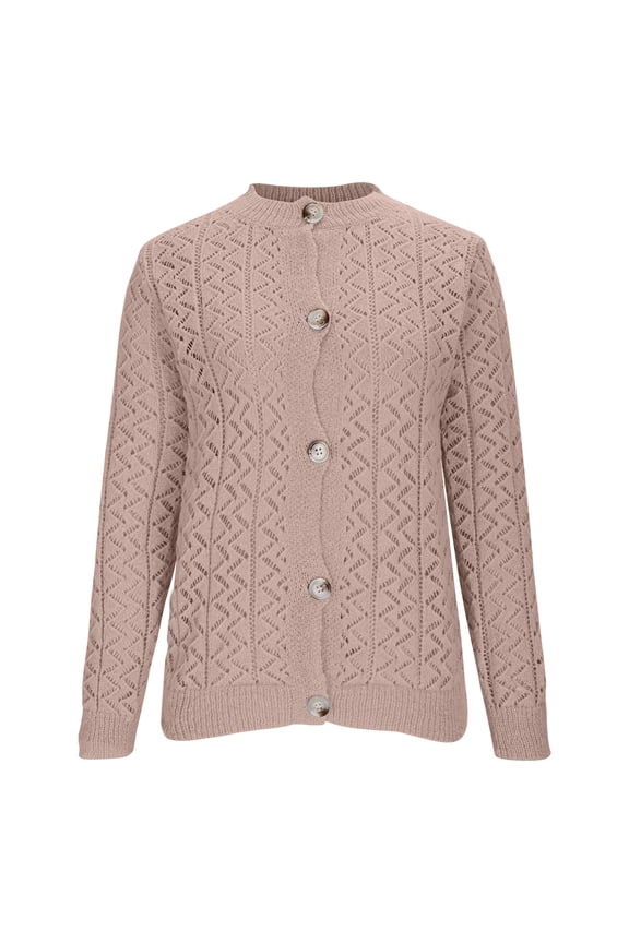 Women's Breasted Cardigan Sweaters Crewneck Lightweight Fall Oufits Clothes Trendy Long Sleeve Crochet Tops Casual Jackets Yellow S