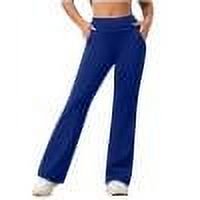 JGGSPWM Women's Business Casual Work Pants with Pockets Pull On Office Slacks Blue 2XL