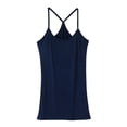 thumbnail image 1 of JGGSPWM Women's Camisole Tank Top Criss Cross Back Tanks Vest Spaghetti Strappy Breathable Cotton Stretch Cami Shirts Navy Free Size, 1 of 3