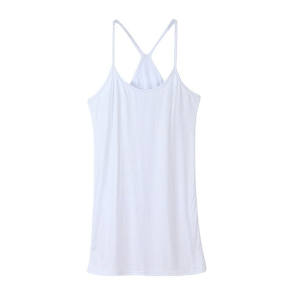JGGSPWM Women's Camisole Tank Top Criss Cross Back Tanks Vest Spaghetti Strappy Breathable Cotton Stretch Cami Shirts White Free Size