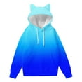 thumbnail image 1 of JGGSPWM Women's Casual Gradient Printed Cute Cat Ears Hooded Sweatshirt Spring and Autumn Long Sleeve Loose Hooded Sweatshirt Blue S, 1 of 5