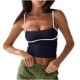 thumbnail image 1 of JGGSPWM Women's Contrast Spaghetti Strap Tank Tops Y2K Style Sleeveless Cropped Camisoles Black XL, 1 of 5