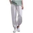 thumbnail image 1 of JGGSPWM Women's Cotton Linen Baggy Pants with Elastic Waist and Pockets Casual Loose Fit White 2XL, 1 of 8