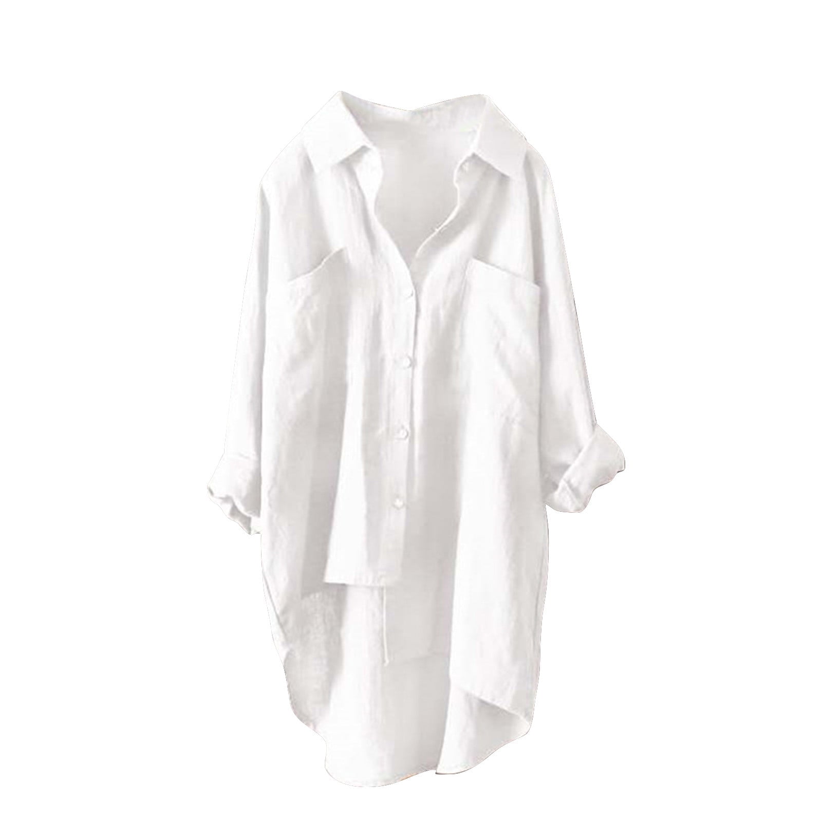 JGGSPWM Women's Cotton Linen Shirts Button Down V Neck Blouse