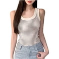 thumbnail image 1 of JGGSPWM Women's Cotton Striped Tank Top Soft Breathable Sleeveless Slim Fit Camisole Top for Layering and Casual Wear Brown L, 1 of 9