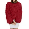thumbnail image 1 of JGGSPWM Women's Cozy Shaggy Faux Furry Winter Outwear: Warm Long Sleeve Coat Jacket Red 2XL, 1 of 7