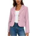 thumbnail image 1 of JGGSPWM Women's Cropped Blazers Ruched Sleeve Lightweight Work Office Blazer Jacket Short Blazer with Button Pink S, 1 of 9