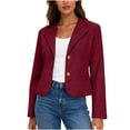 thumbnail image 1 of JGGSPWM Women's Cropped Blazers Ruched Sleeve Lightweight Work Office Blazer Jacket Short Blazer with Button Red XXL, 1 of 9