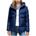 thumbnail image 1 of JGGSPWM Women's Cropped Puffer Jackets,Warm Winter Jacket with Hood, Waterproof, Windproof，Zipped Pockets,Short Parkas Quilted Coat Blue L, 1 of 4