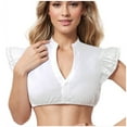 thumbnail image 1 of JGGSPWM Women's Cute Cropped Ruffling Tank V-Notch Neck Button Sleeveless Blouse Tops for Going Out White M, 1 of 6