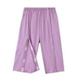 thumbnail image 1 of JGGSPWM Women's Easy Wear and Remove Postoperative Capri Pants for Leg Foot and Arm Fractures Purple XL, 1 of 3