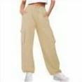 thumbnail image 1 of JGGSPWM Women's Elastic Waist Cargo Pants Casual Loose Fit Trousers with Pockets Khaki S, 1 of 6