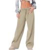 JGGSPWM Women's Elastic Waist Drawstring Sweatpants Casual Full Length Loose Fit Trousers with Pockets Khaki M