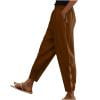 JGGSPWM Women's Elastic Waist Pants with Side Cutouts Casual Loose Fit Cropped Pant Trousers with Pockets Brown M
