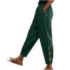 JGGSPWM Women's Elastic Waist Pants with Side Cutouts Casual Loose Fit Cropped Pant Trousers with Pockets Green L