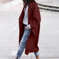 thumbnail image 1 of JGGSPWM Women's Fashion Solid Color Oversized Notched Collar Woolen Blend Single Breast Pockets Long Trench Coat Red S, 1 of 9