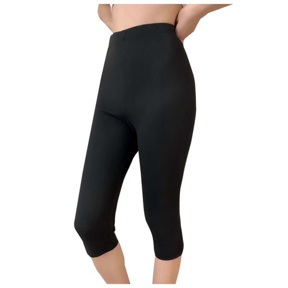 JGGSPWM Women's Fashion Solid Color Thermal Stretch Woolen Blend Capri Pants High-Waisted Brushed Fleece Lining Skin-Friendly Leggings Black L