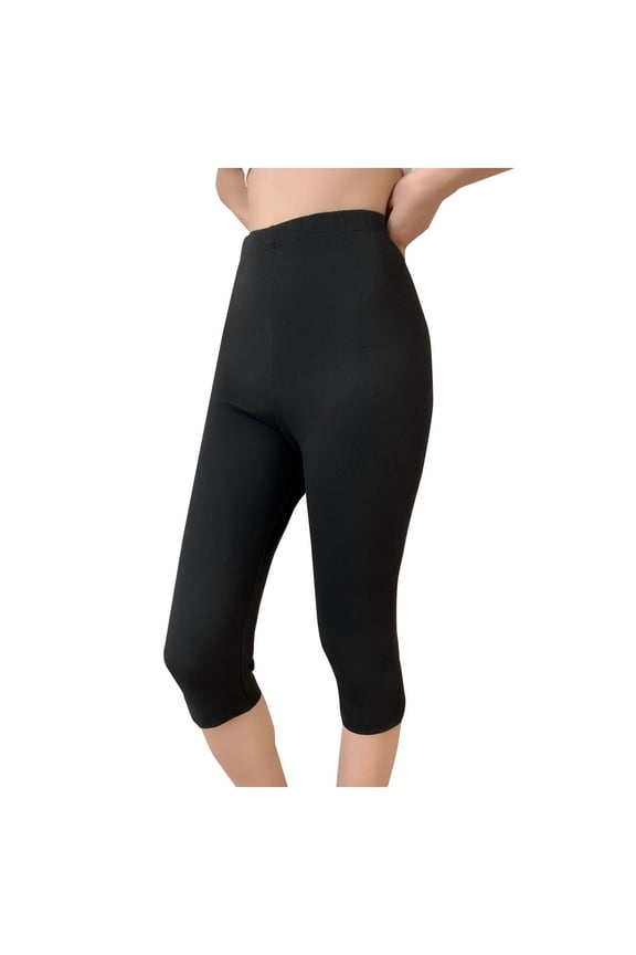 Women's Fashion Solid Color Thermal Stretch Woolen Blend Capri Pants High-Waisted Brushed Fleece Lining Skin-Friendly Leggings Black XXL