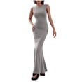 thumbnail image 1 of JGGSPWM Women's Fashion Summer Casual Maxi Dresses Ribbed Knit Sleeveless Bodycon Elegant Going Out Beach Vacation Clothes Gray S, 1 of 9