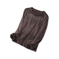 thumbnail image 1 of JGGSPWM Women's Flannel Pajamas Tops Long Sleeve Thermal Pullover Winter Warm Crewneck Shirts Soft Fuzzy Loungewear Brown XL, 1 of 3