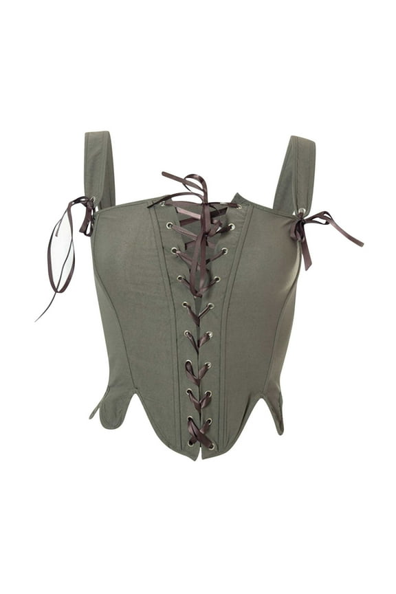 Women's Floral Corset Top Lace Up Vintage Corsets for Women Boned Corset Bustier Retro Renaissance Bodice Army Green M