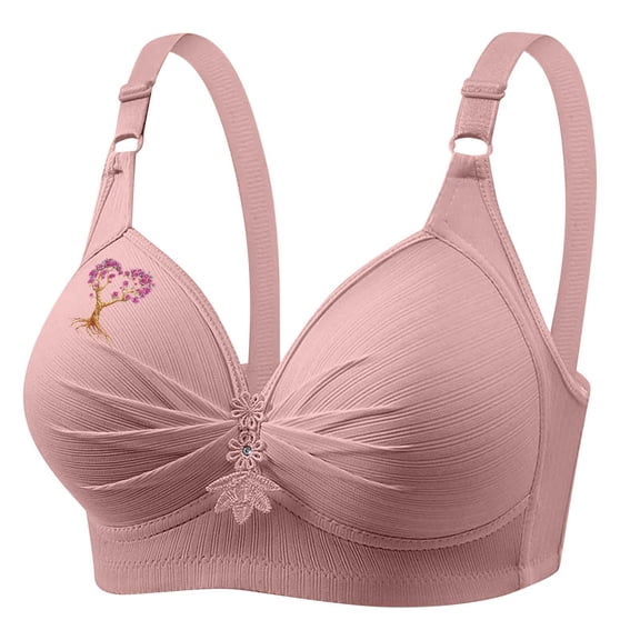 JGGSPWM Women's Gathering Soft Breathable Comfort Daily Non-Steel Ring Underwear Heart Print Bra Daily Bra Pink XXL