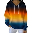 thumbnail image 1 of JGGSPWM Women's Gradient Print Long Sleeve Hoodie with Pockets and Drawstring Loose Fit Casual Fashion Hooded Sweatshirt Brown M, 1 of 5